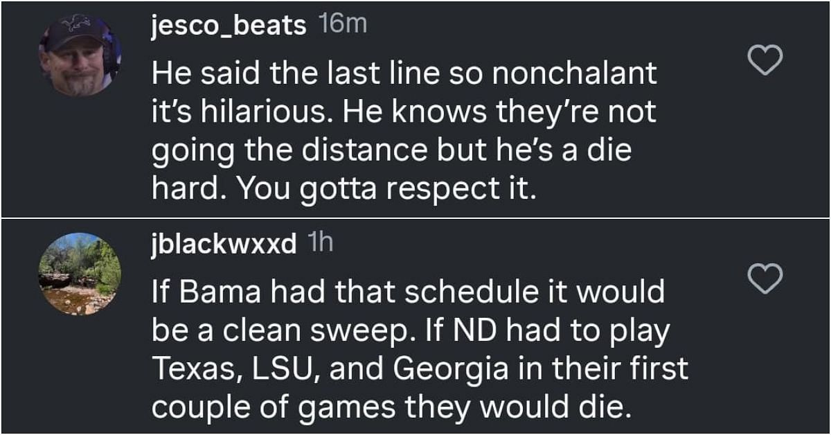 Comments on post (Source: @espncfb/Instagram)